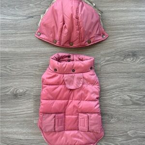 Pink Quilted Dog Jacket with Hood